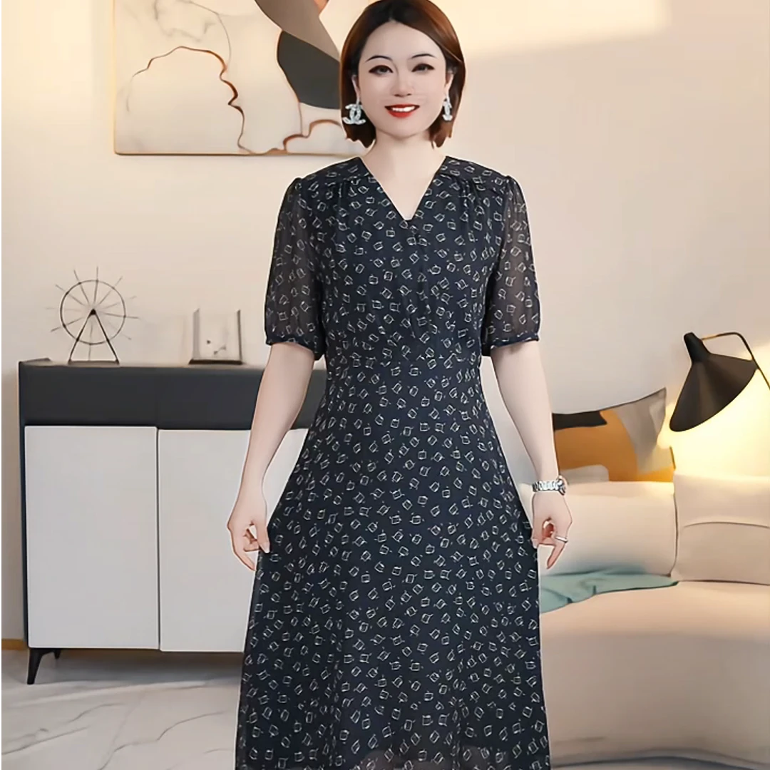 【深圳薇姐清仓】P高端大码原创遮肉显瘦连衣裙 P2051