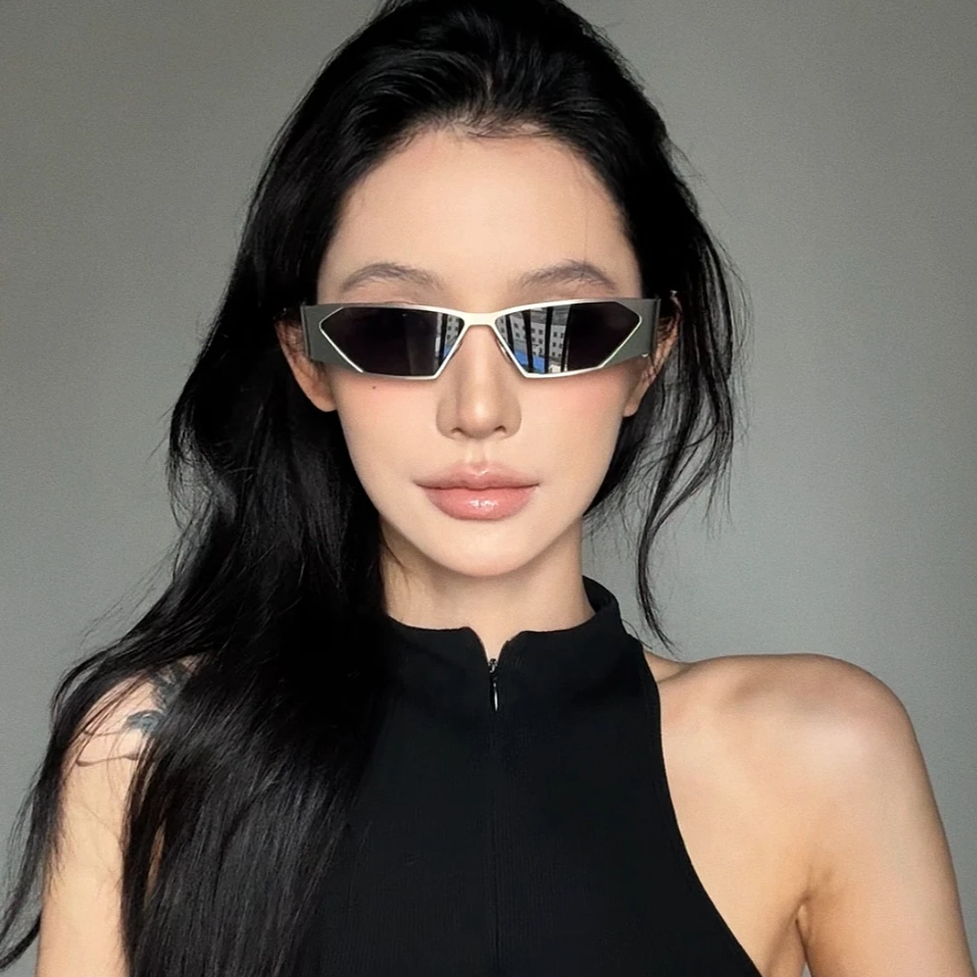 未来科技感原宿风金属框复古Y2K未来科技墨镜ins嘻哈太阳眼镜男女