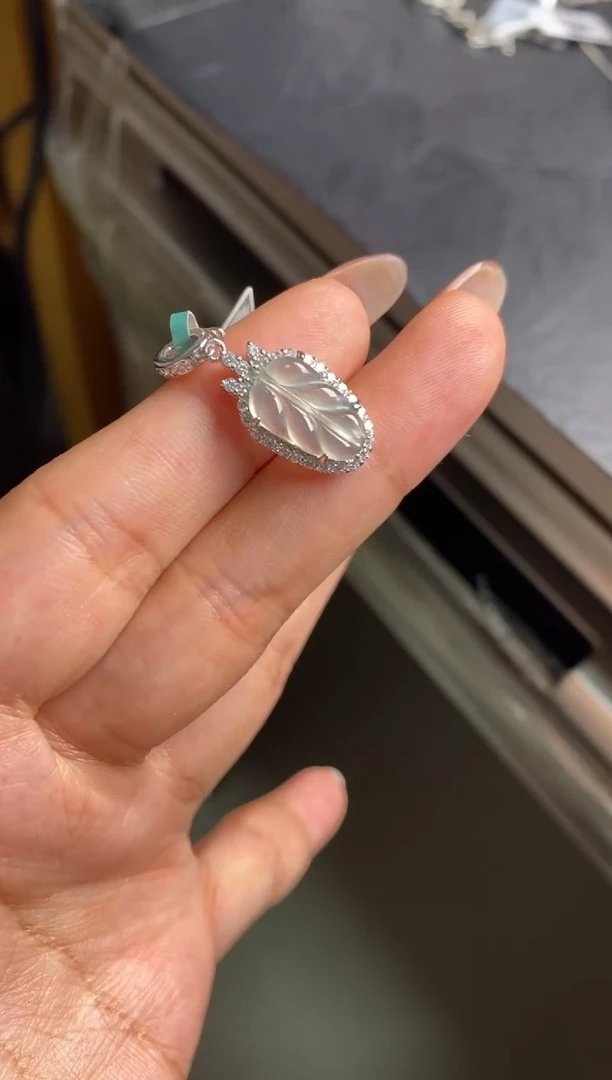 银S925镶嵌戒指翡翠天然A货翡翠