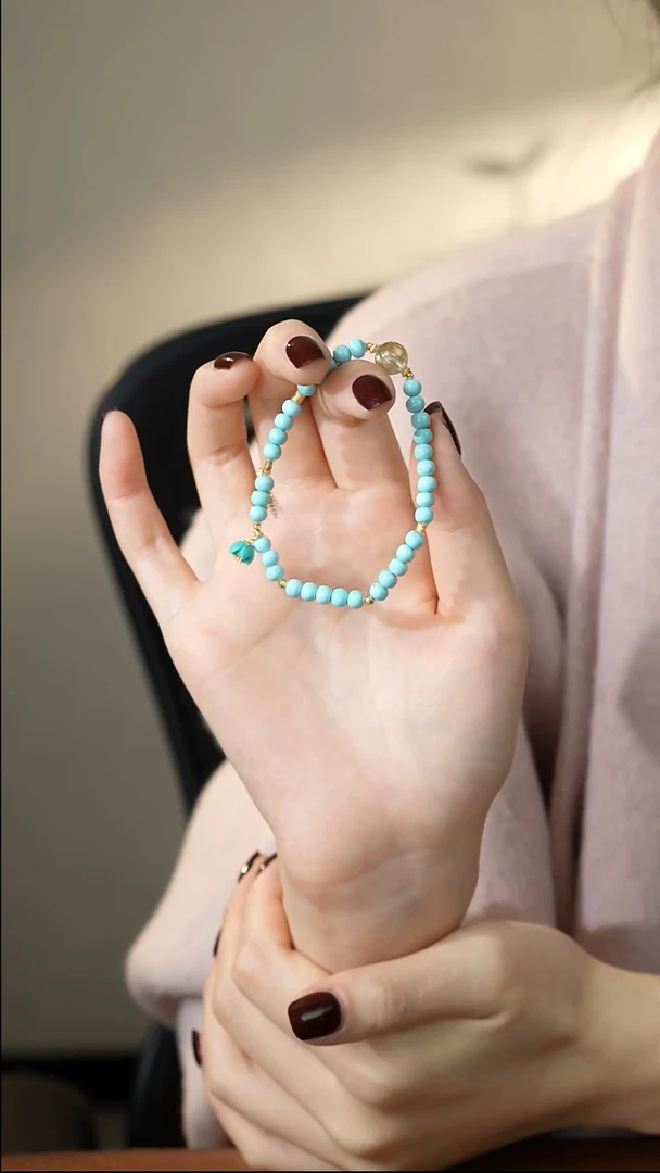 【闪购商品】绿松石手链18K金镶嵌绿松石