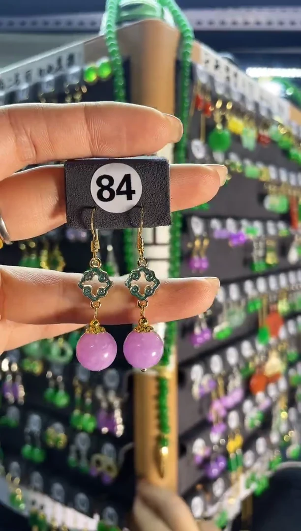 【闪购商品】翡翠耳饰银S925镶嵌84...