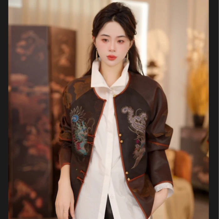 李 新中式国风 2681839 高定 重缎提花 时尚百搭 刺绣外套 M