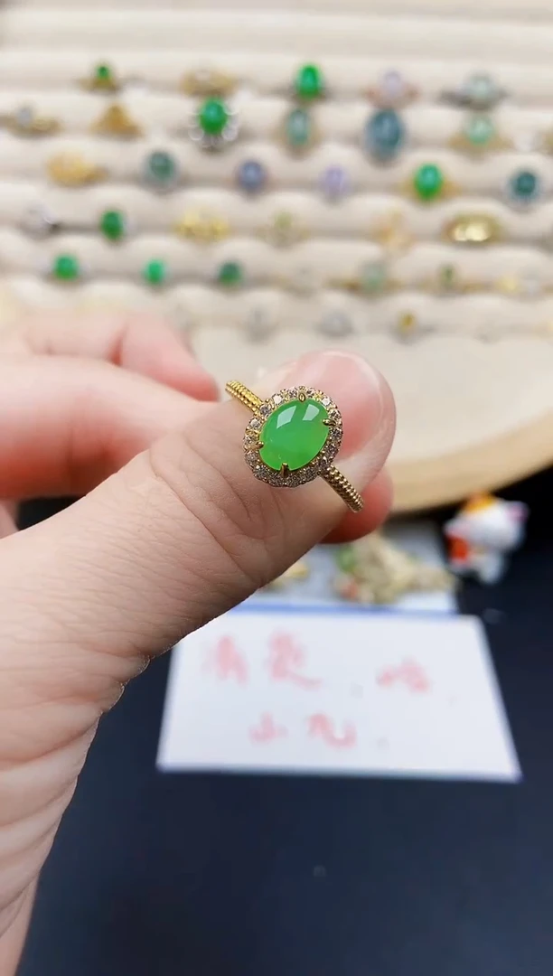 翡翠戒指银S925镶嵌15