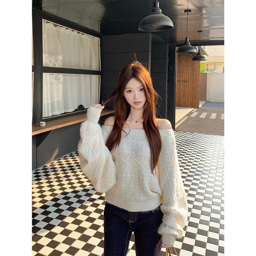 【慵懒鬼马】秋季韩系针织衫女蝙蝠袖长袖毛衣百搭上衣22801#
