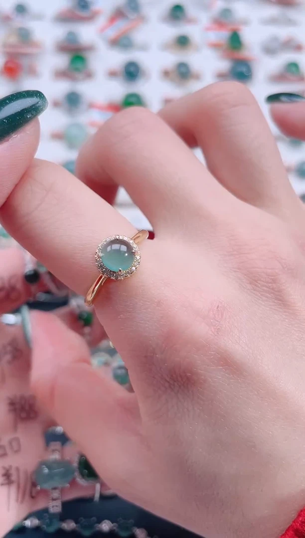 银S925镶嵌戒指翡翠天然翡翠