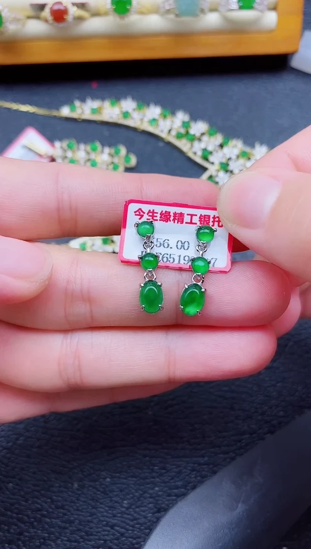 银S925镶嵌戒指翡翠1