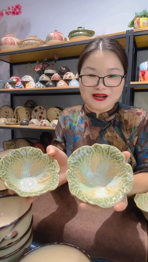 瓷片二**柜小可高温瓷餐具白菜小碗2只