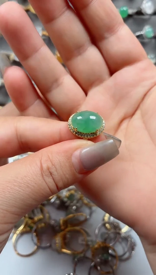 银S925镶嵌戒指翡翠.