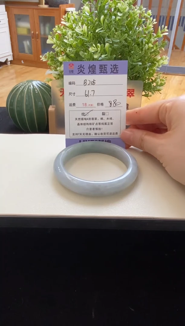 未镶嵌手镯翡翠圈口61.7编码b205