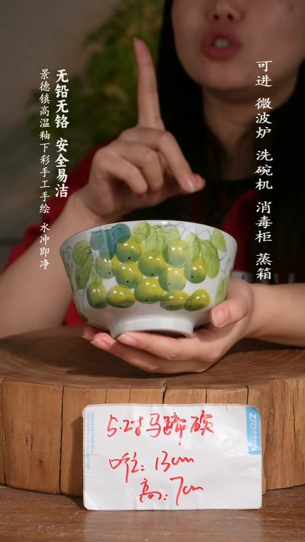 碗陶瓷景德镇高温瓷釉下彩手绘陶瓷