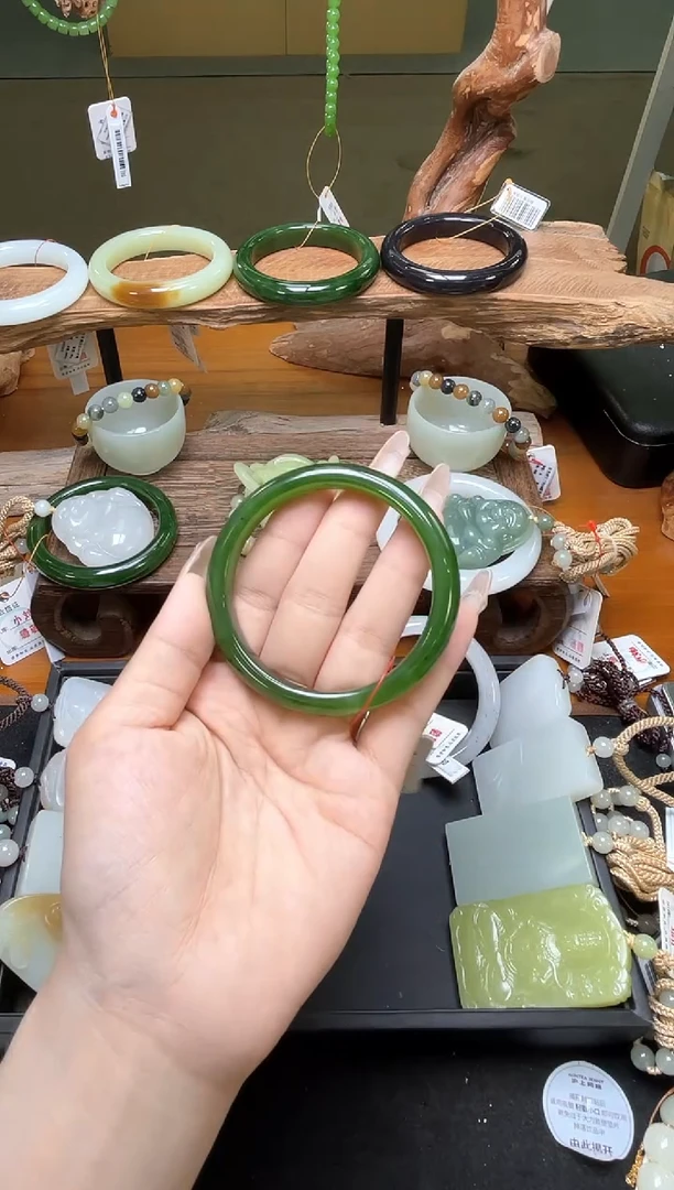 未镶嵌手镯和田玉俄七碧玉 57+圈 9007446