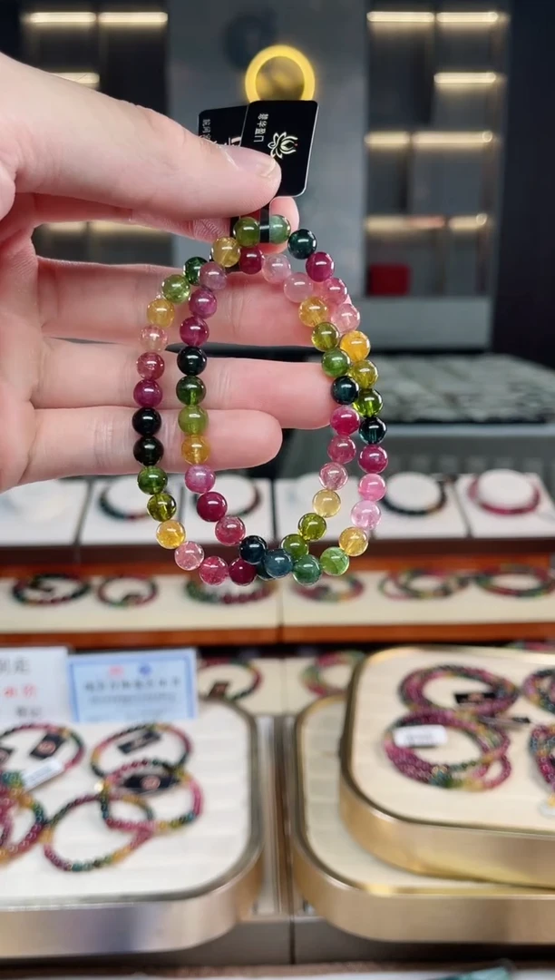 未镶嵌透体老矿碧玺彩虹单圈手串6mm+碧玺多样性发一条xion