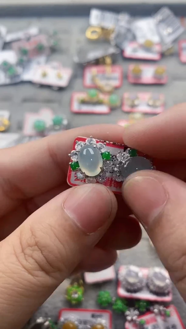 银S925镶嵌戒指翡翠333   7