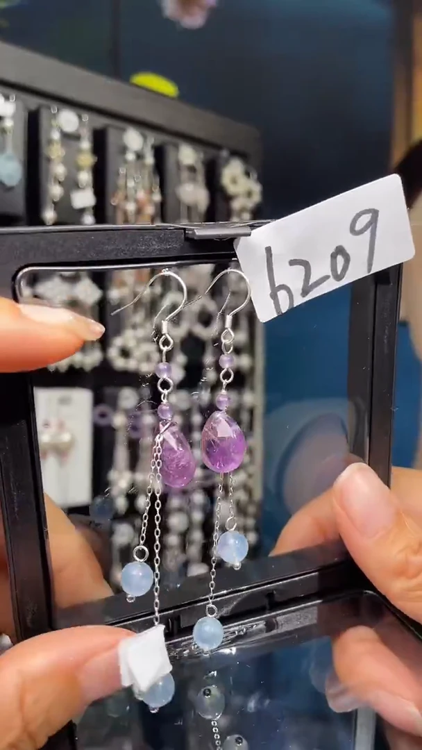 未镶嵌耳饰紫晶喜欢拍