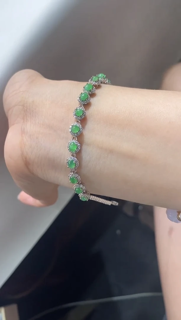 银S925镶嵌手链翡翠手链