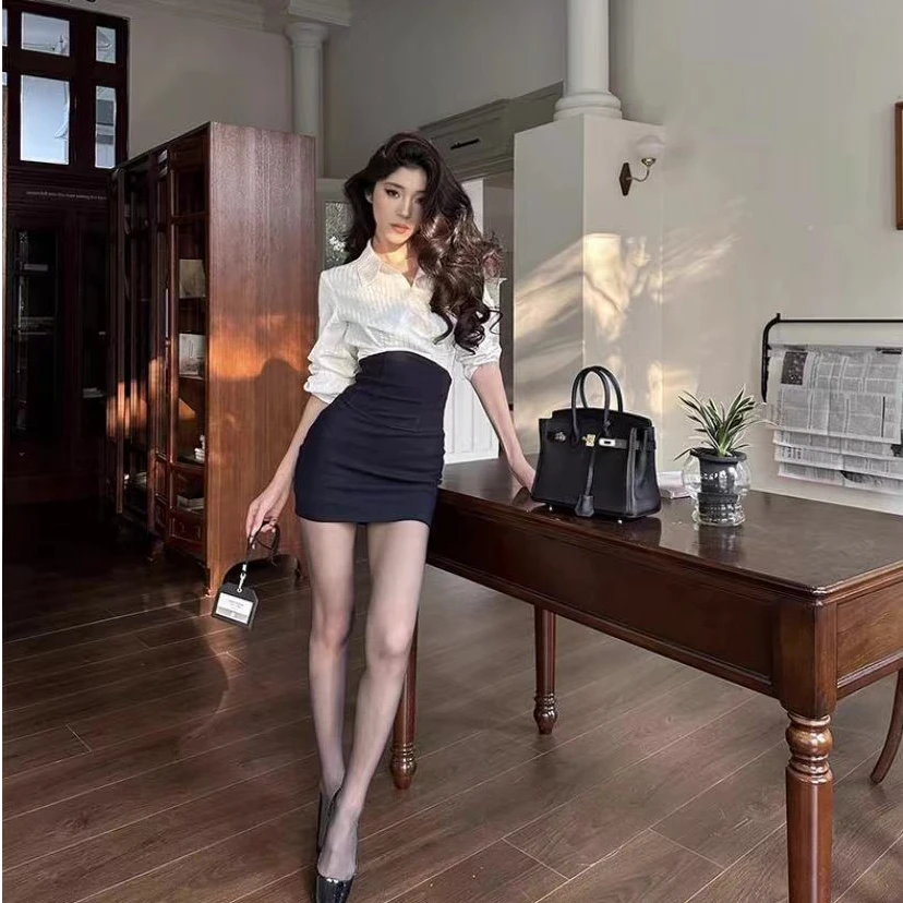 【罗哥】高智感春秋衬衫女半身裙辣妹包臀裙女套装LC85659+LY85661