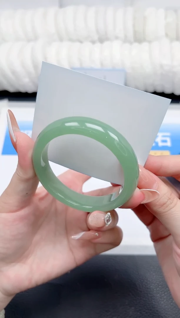 和田玉手镯未镶嵌12-粉青58.5