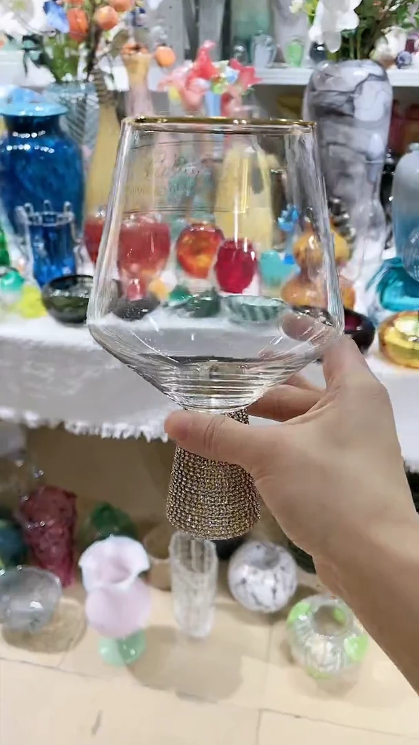 【闪购商品】水晶玻璃1只微瑕折痕线的缠钻杯