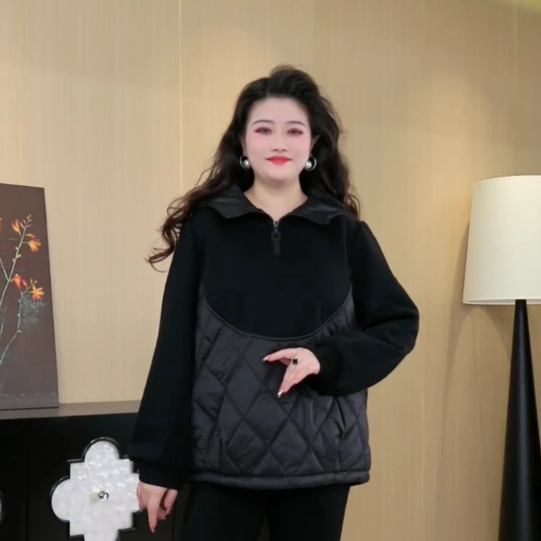 胖晶晶定制大码女装2025春季新款减龄时尚百搭气质保暖上衣241102