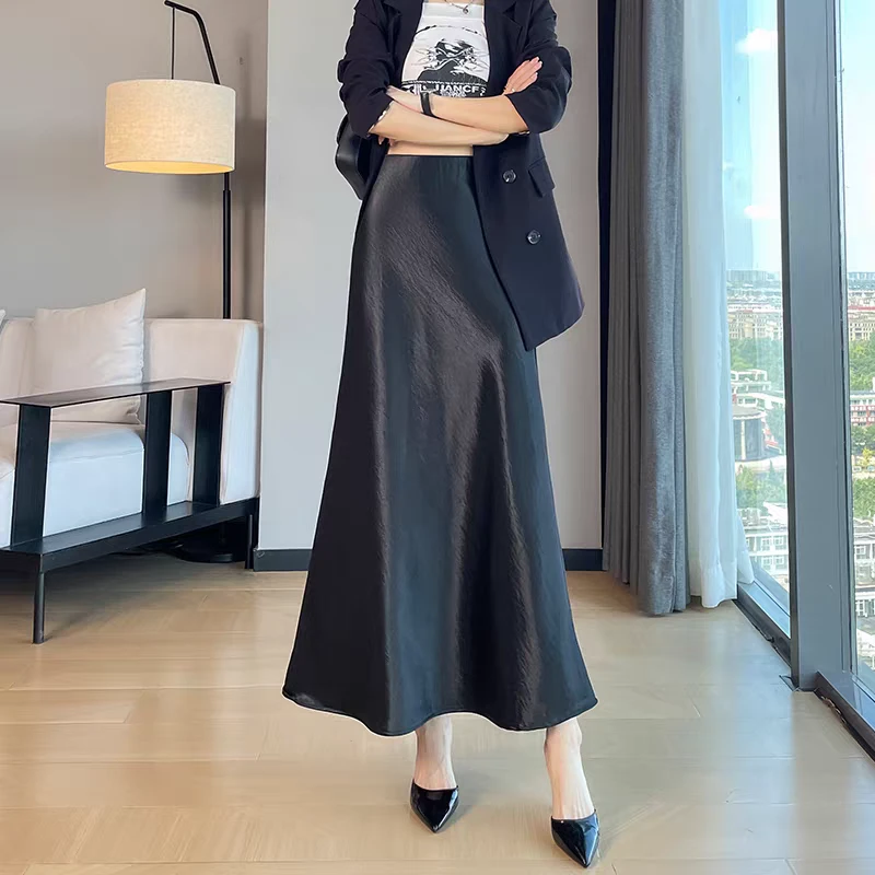 ZN029 女士长款伞裙 高腰显瘦 垂感佳 通勤时尚百搭半身裙