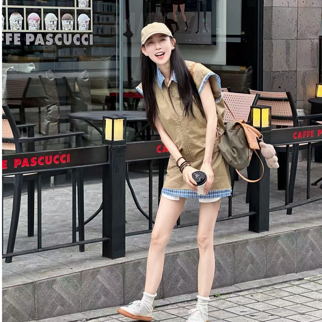 OUDOCKEE 鸥鸥【100棉】miu系套装 马甲半身裙套装 E2503E478T