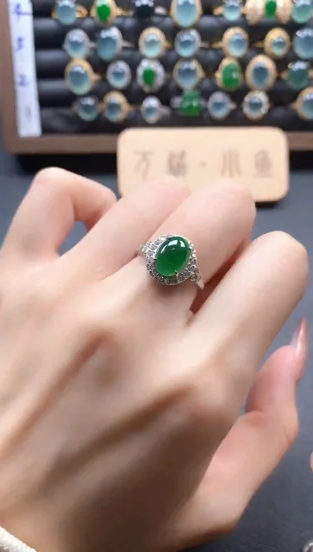 银S925镶嵌戒指翡翠51151