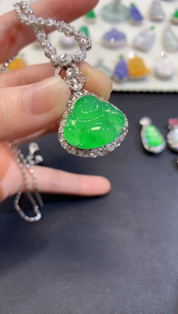 吊坠(不含链)18K金镶嵌翡翠S43 多样性发货一件