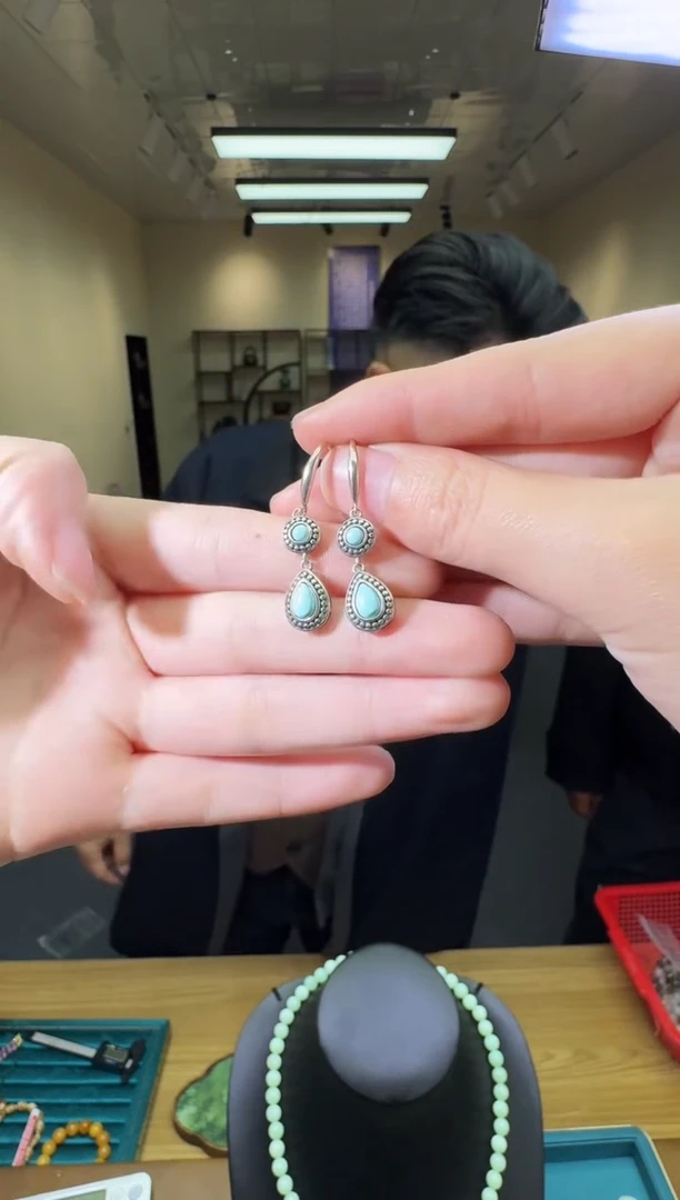 银S925镶嵌绿松石耳饰多样性发一件 495