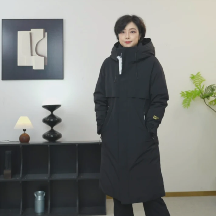 【U.M】风雪盾长款连帽鹅绒服新国标90白鹅绒匈牙利飞天鹅绒