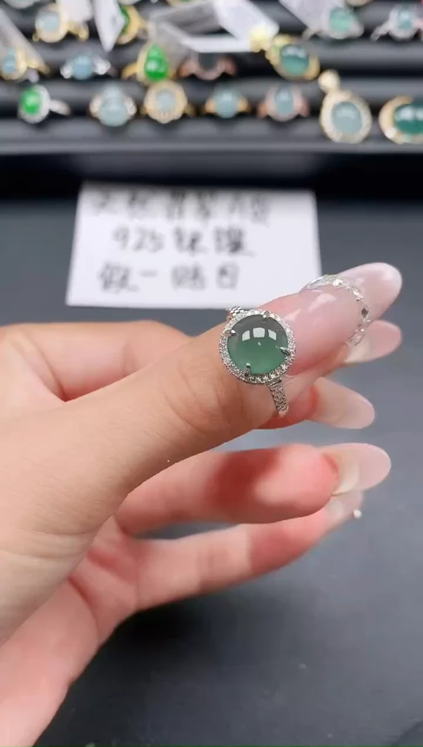 银S925镶嵌戒指翡翠11