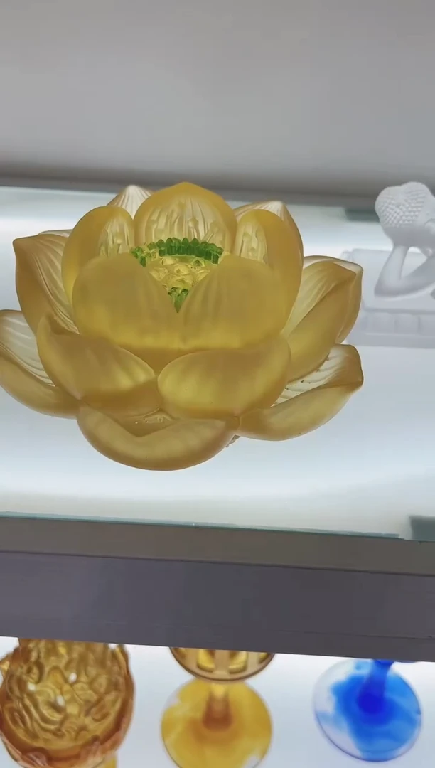手工艺品琉璃阿**多古法琉璃18cm富贵莲花