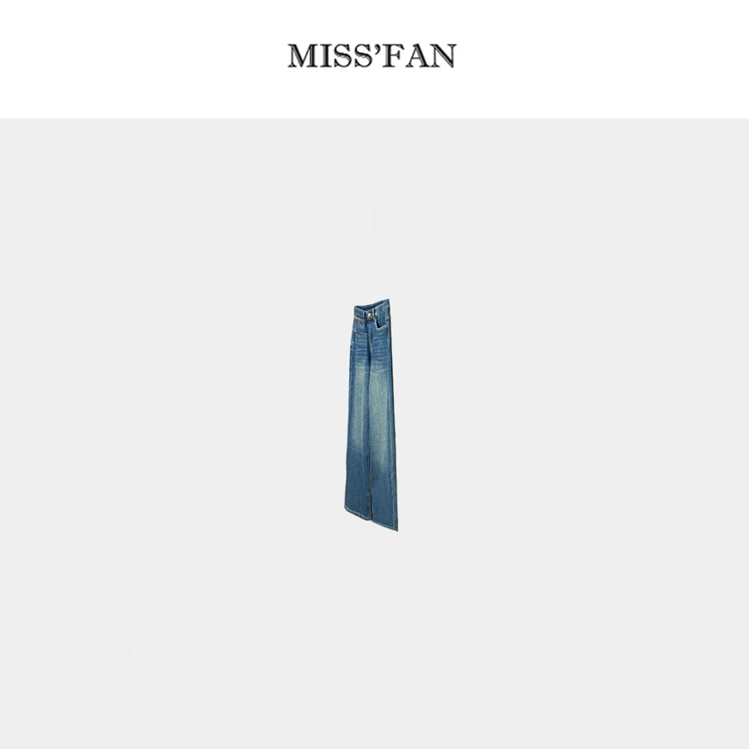 （不二X选择） 窄直筒密绒洗色直筒牛仔裤