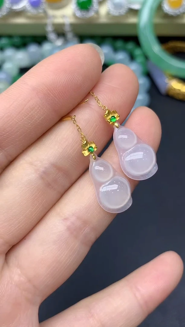 18K金镶嵌翡翠耳饰176-雪姐翡翠天天见