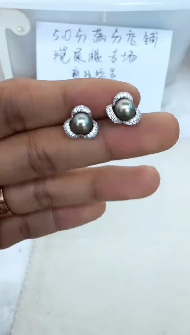 【闪购商品】海水珍珠耳饰银S925镶嵌耳钉
