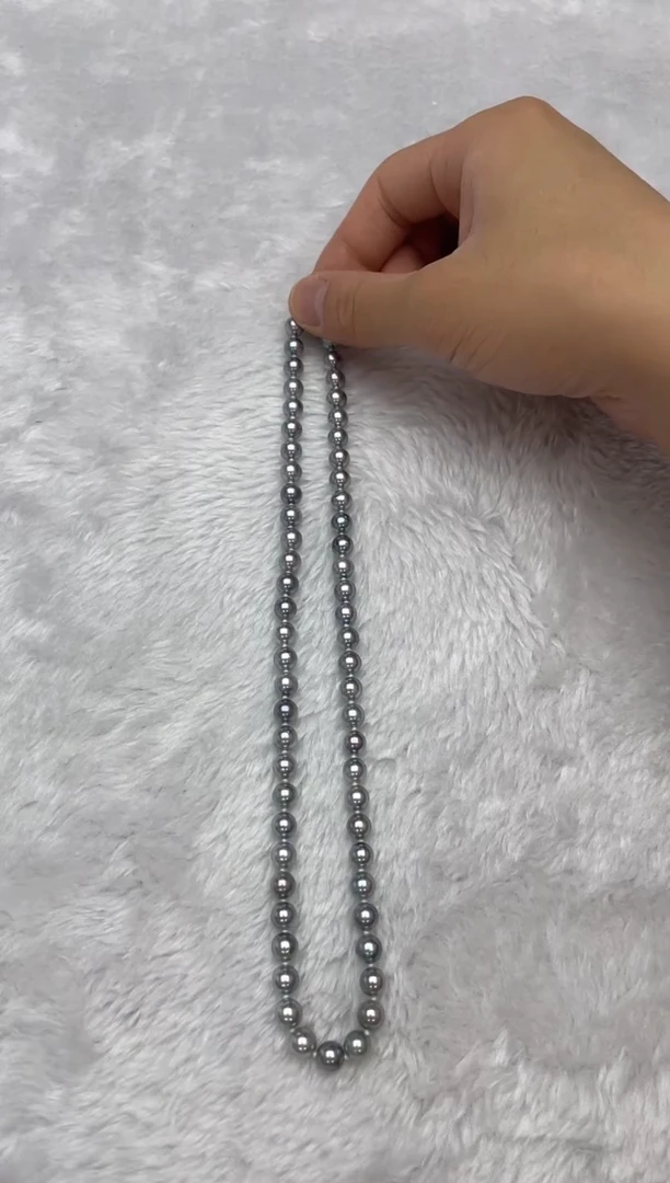项链银S925镶嵌海水珍珠AK真多麻6.5-7mm