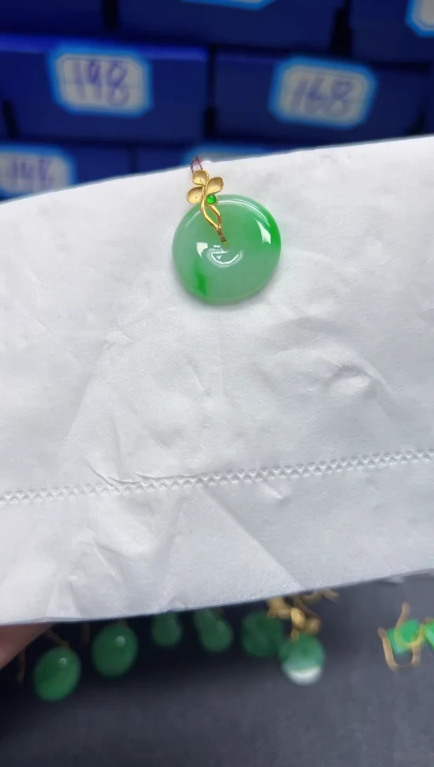 【闪购商品】翡翠颈饰18K金镶嵌Y缅料A货/支持复检/一件