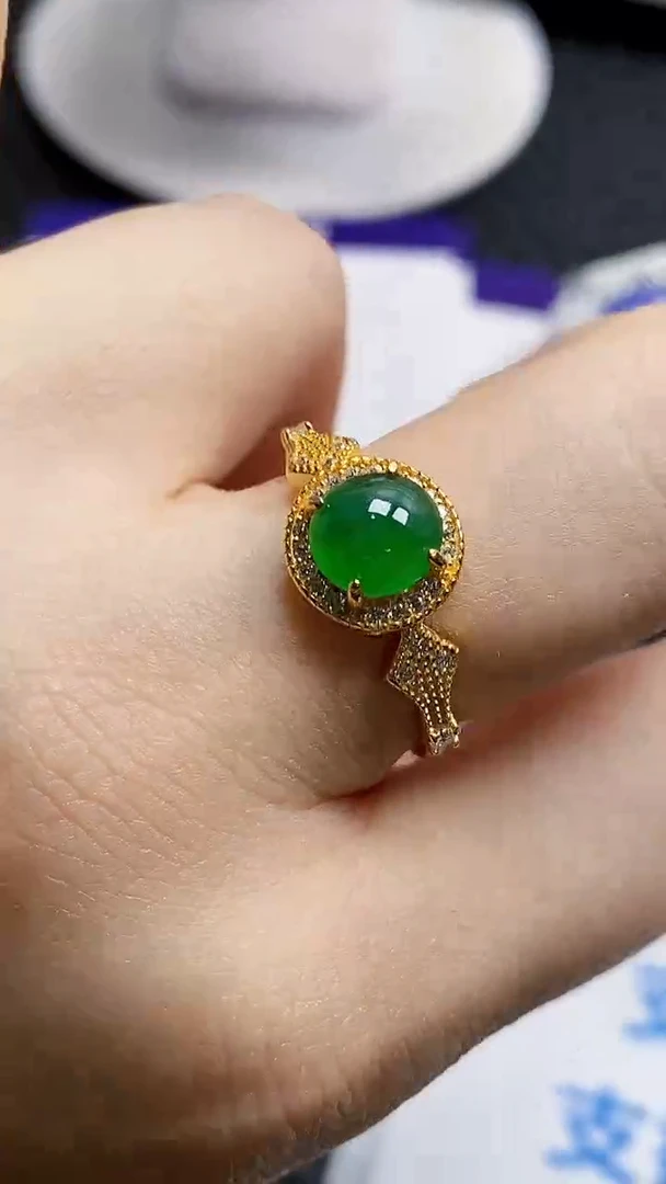 银S925镶嵌戒指翡翠5641