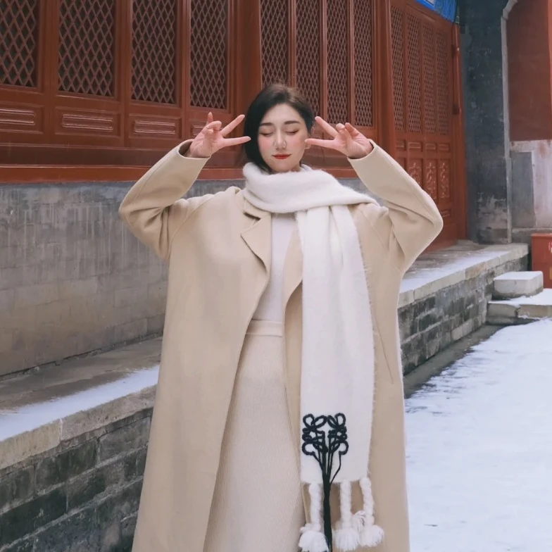 99新 LOEWE/罗意威  白色羊毛围巾