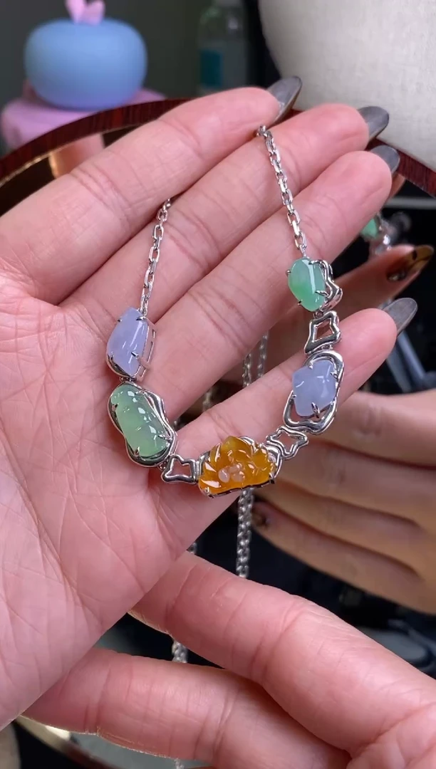 颈饰银S925镶嵌翡翠19252