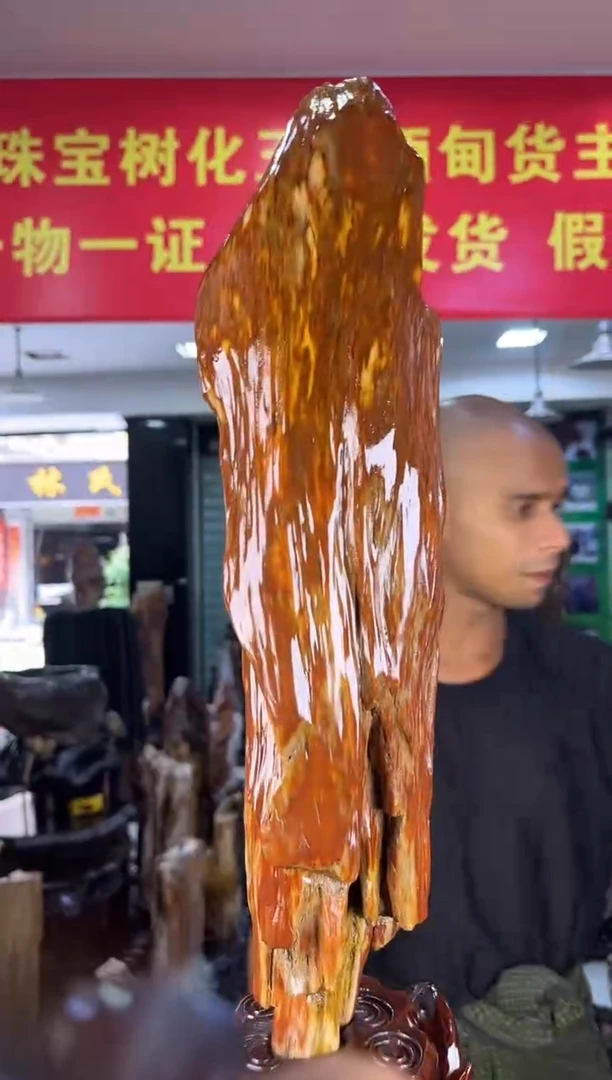 缅甸天然树化玉精品摆件