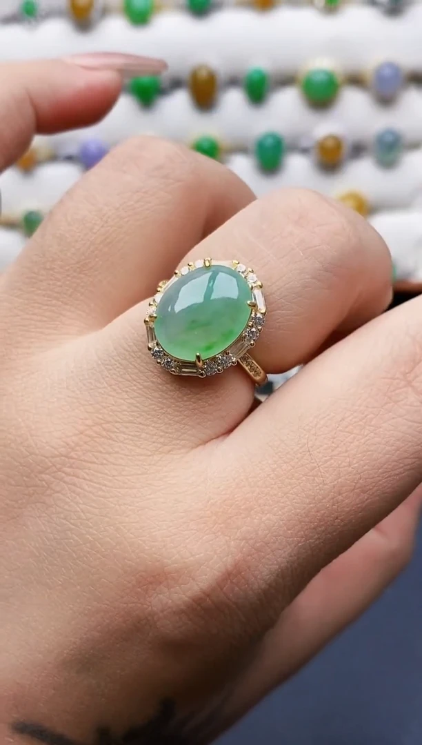 银S925镶嵌戒指翡翠0216