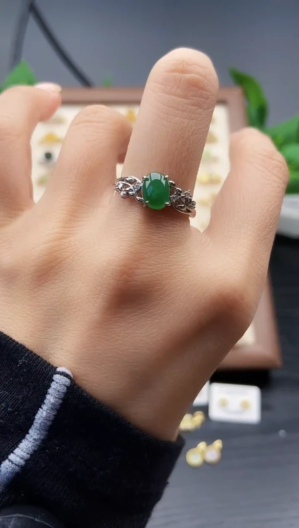 银S925镶嵌戒指翡翠12