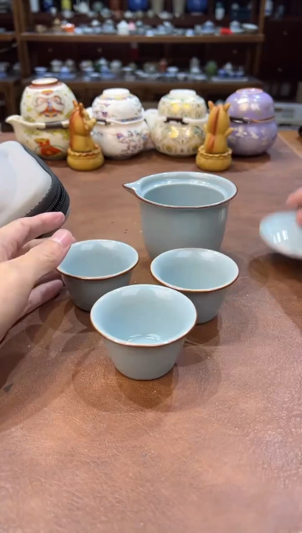 真的很便宜超好看会开片的旅行茶具