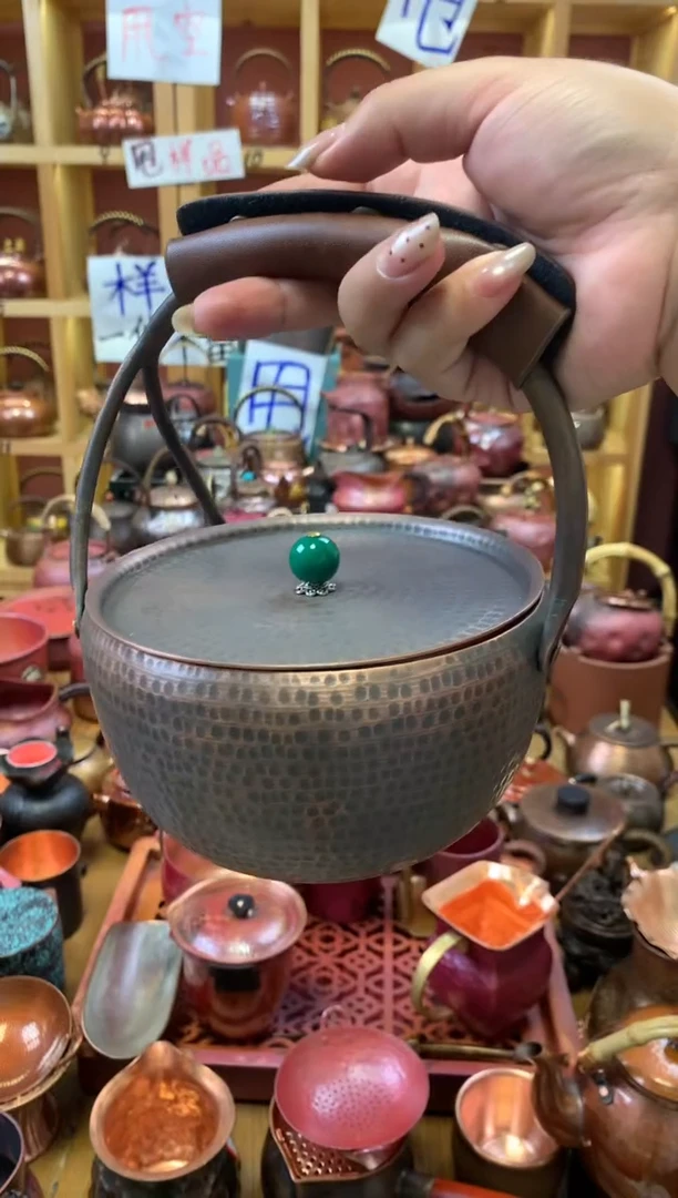 紫铜做旧加厚提篮煮茶器