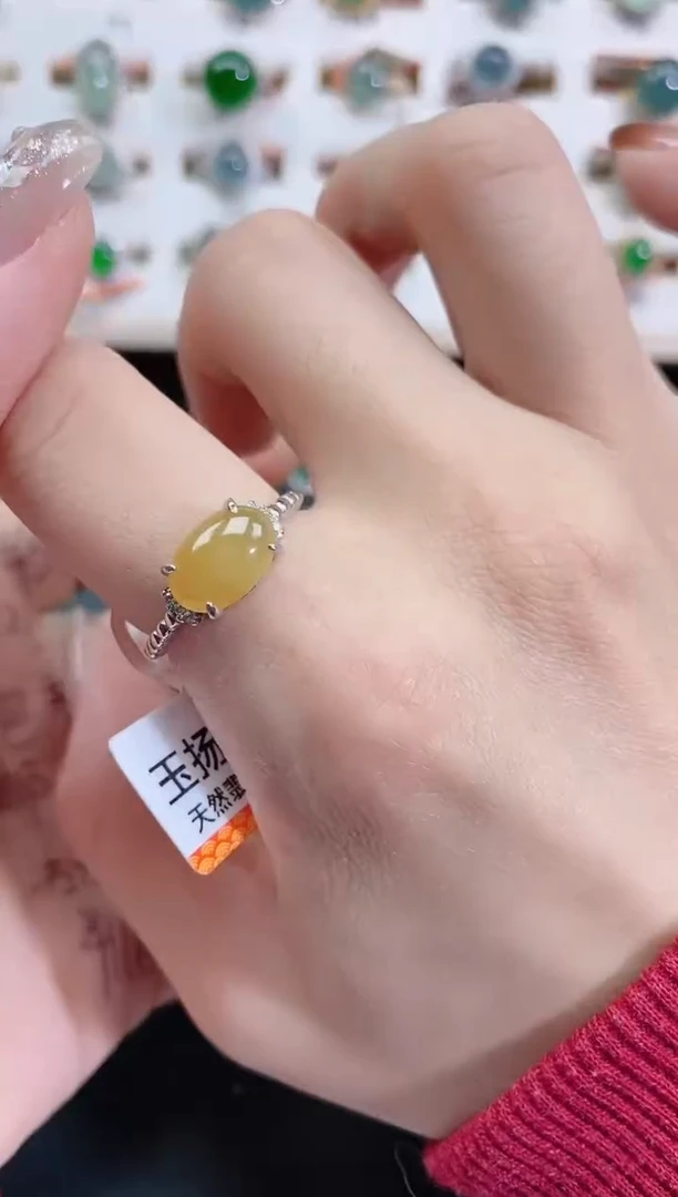银S925镶嵌戒指翡翠天然翡翠