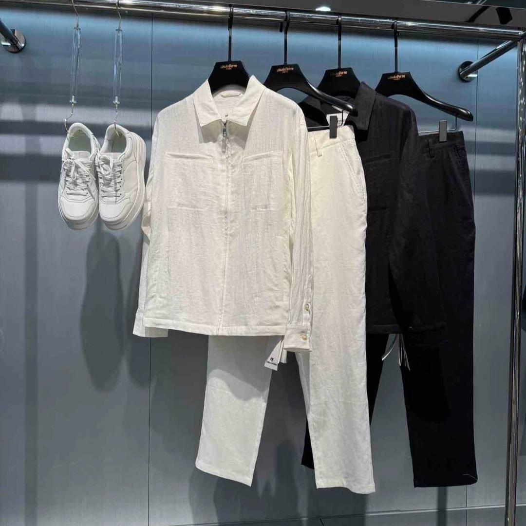 DIKALO FERRE/迪卡里奥 费雷D51TZ925A春夏亚麻面翻领男衬衫外套