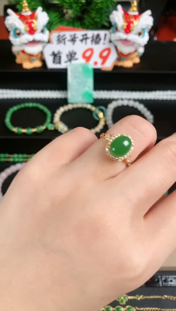 银S925镶嵌戒指和田玉1