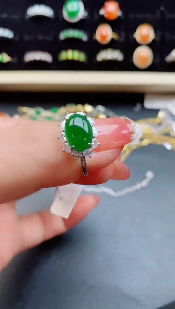 【闪购商品】翡翠戒指银S925镶嵌12121
