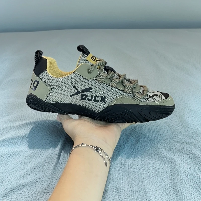 2025夏季新款透气网面轻便休闲百搭软底舒适低帮系带拼色潮男鞋