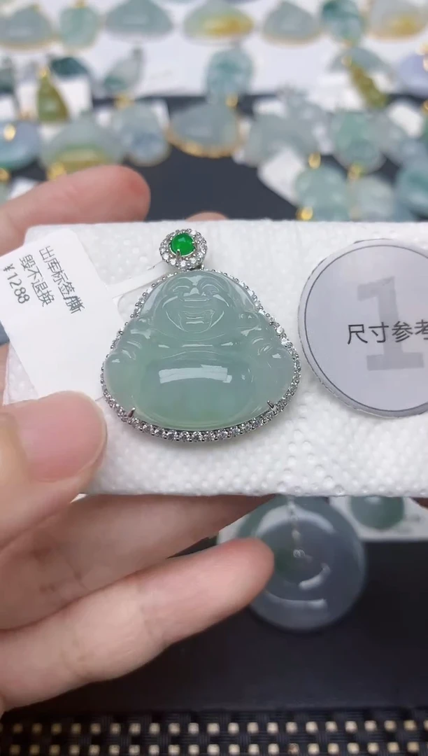 翡翠银S925镶嵌颈饰天然缅甸A货翡翠